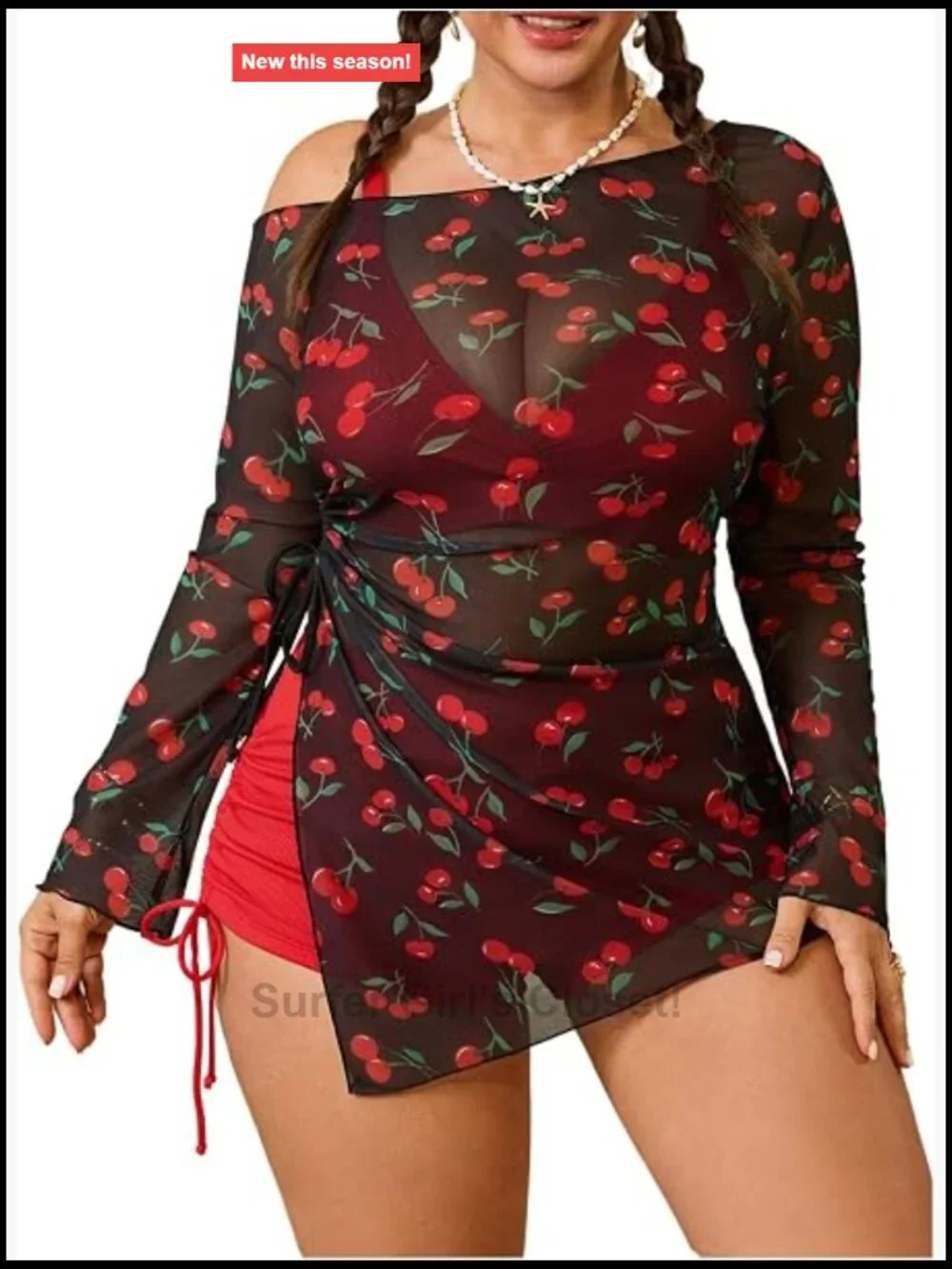 Plus Size 3 Piece Bikini Set with Cover Up High Waisted Boyshorts